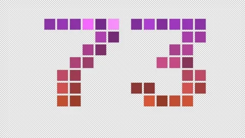 Pixel numeral 73 in retro style, number seventy three, alpha channel Stock Footage 249244875