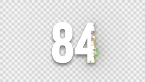 Pixel numeral 84, number eighty four, alpha channel 스톡 동영상 247167118