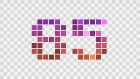 Pixel numeral 85 in retro style, number eighty five, alpha channel Stock Footage 249265269