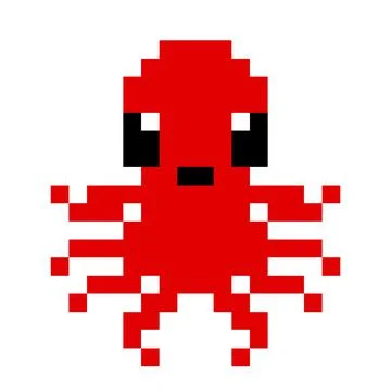 Pixel octopus image. Vector Illustration of pixel art. Stock Illustration