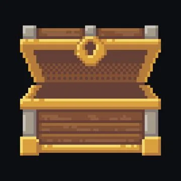 Pixel open treasure chest reward icon Stockillustratie