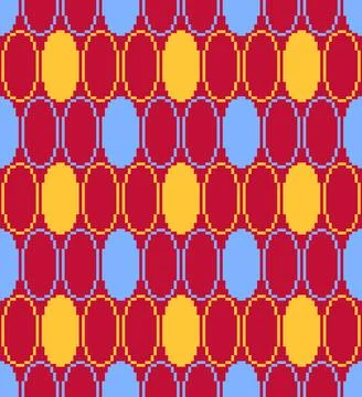 Pixel Oval Geometric Seamless Pattern 스톡 일러스트