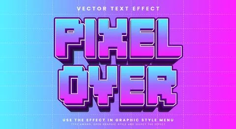 Pixel Over editable text effect template 스톡 일러스트