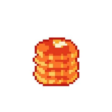 Pixel pancake image. Vector illustration of cross stitch pattern and 8 bit ga Illustrazione stock