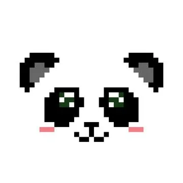 Pixel panda image. Vector Illustration of pixel art. Illustrazione stock