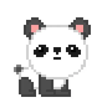 Pixel panda image. Vector Illustration of pixel art. イラスト素材