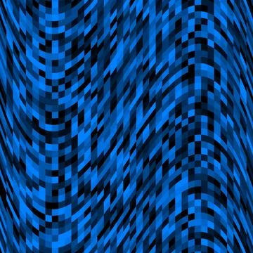 Pixel pattern background of vector blue wave seamless square mosaic Stock Illustration