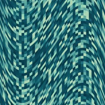 Pixel pattern background of vector marine blue wave seamless square mosaic Stock Illustration