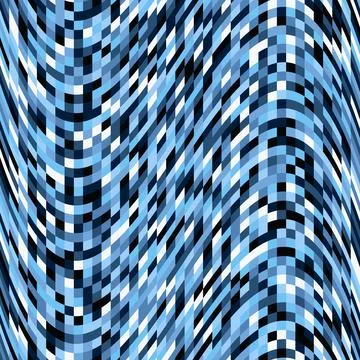 Pixel pattern background of vector sky blue wave seamless square mosaic Stock Illustration