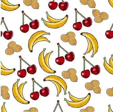 Pixel pattern of diet food icons on white background Stock Illustration