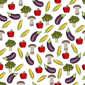 Pixel pattern of icons of vegetables for proper nutrition on a white backgrou 스톡 일러스트