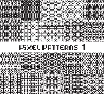 Pixel pattern seamless, black and white color. Patterns set in retro design. Stock Illustration