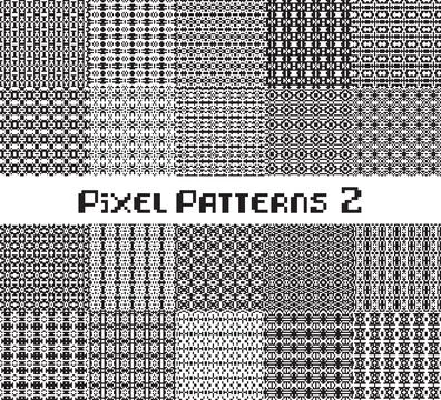 Pixel pattern seamless, black and white color. Patterns set in retro design. Stock Illustration