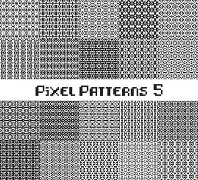 Pixel pattern seamless, black and white color. Patterns set in retro design. Ilustração Stock