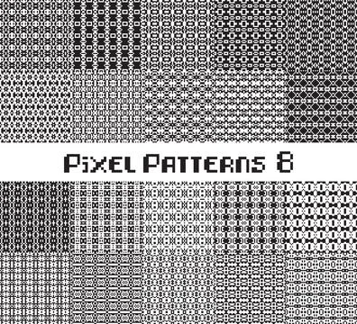 Pixel pattern seamless, black and white color. Patterns set in retro design. Stock Illustration