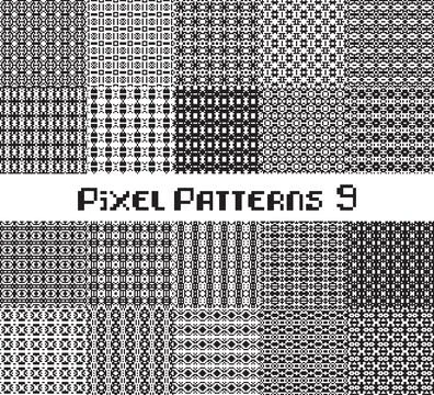 Pixel pattern seamless, black and white color. Patterns set in retro design. Ilustração Stock