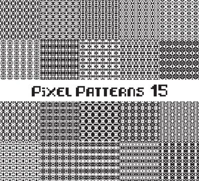 Pixel pattern seamless, black and white color. Patterns set in retro design. Stock Illustration