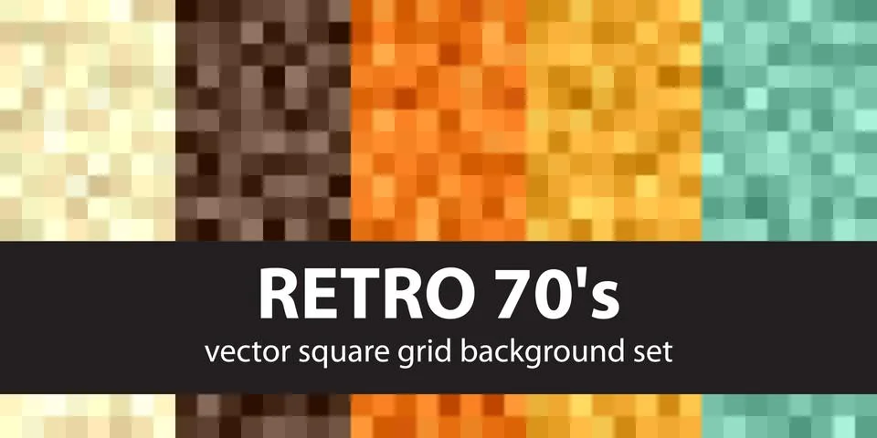 Pixel pattern set Retro 70s. Vector seamless pixel art backgrounds イラスト素材