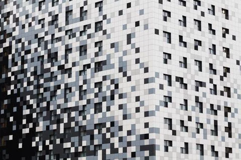 Pixel patterns on a modern hotel Foto stock