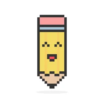 Pixel pencil character image. Vector illustration of cross stitch pattern. イラスト素材