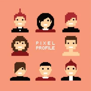 Pixel people avatar set イラスト素材