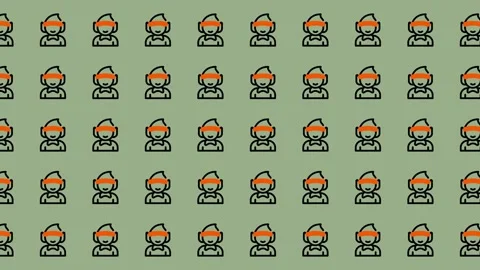 Pixel People Pattern - A Seamless Array of Retro Characters. Stock Footage 325381478