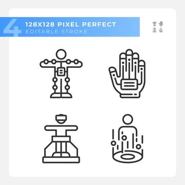 Pixel perfect black simple icons set 스톡 일러스트