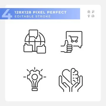 Pixel perfect black soft skills icons set Stock Illustration
