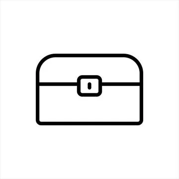 Pixel perfect black thin line icon of a closed treasure chest. Editable vector Stock Illustration