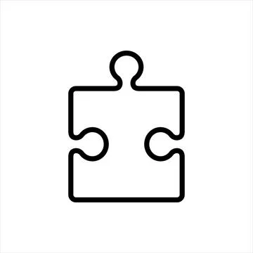 Pixel perfect black thin line icon of a simple jigsaw piece. Editable vector Stock Illustration