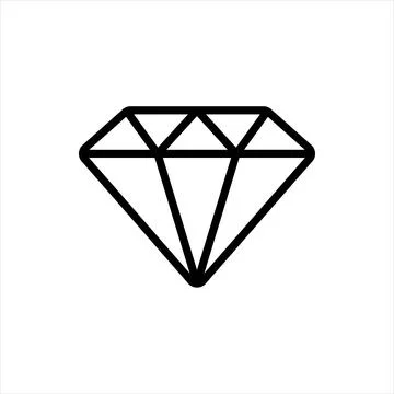 Pixel perfect black thin line icon of a diamond stone. Editable stroke vector Stock Illustration