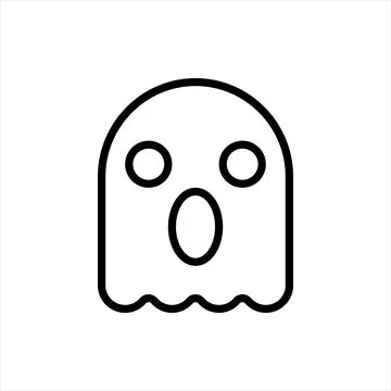 Pixel perfect black thin line icon of an open mouth ghost. Editable vector Stock Illustration