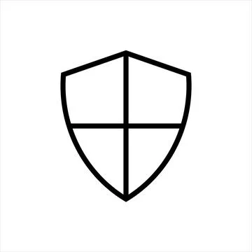 Pixel perfect black thin line icon of a blank safety shield. Editable vector Stock Illustration