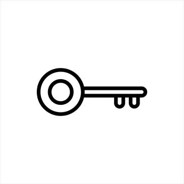Pixel perfect black thin line icon of a vintage chest key. Editable vector Stock Illustration