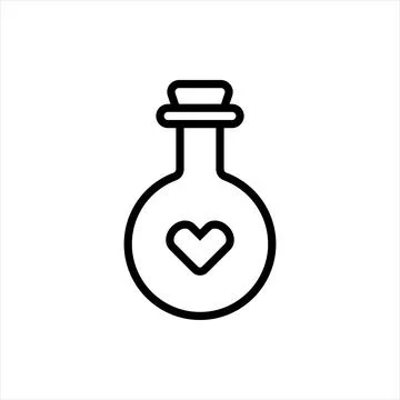 Pixel perfect black thin line icon of a healing heart potion. Editable vector Stock Illustration