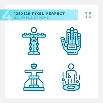 Pixel perfect blue simple icons set イラスト素材
