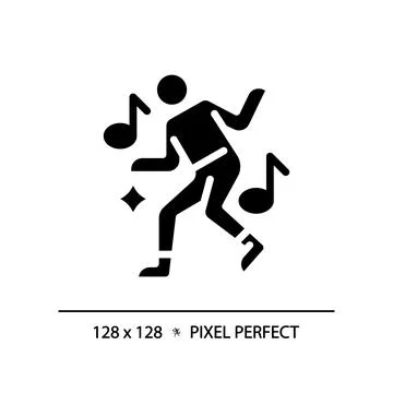 Pixel perfect dance glyph style black icon Stock Illustration