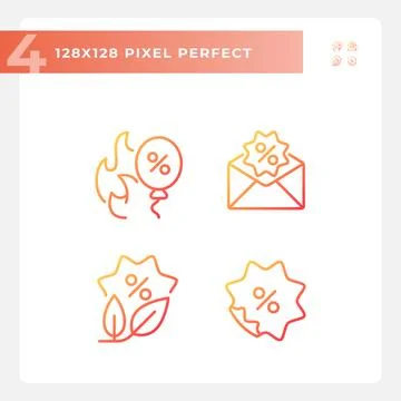 Pixel perfect gradient discounts icons set Stock-Illustration
