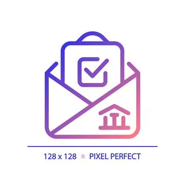 Pixel perfect gradient icon with checkmark and envelope Ilustração Stock