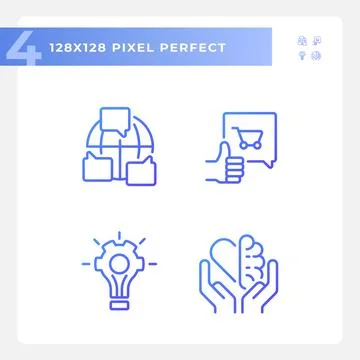 Pixel perfect gradient soft skills icons set Ilustração Stock