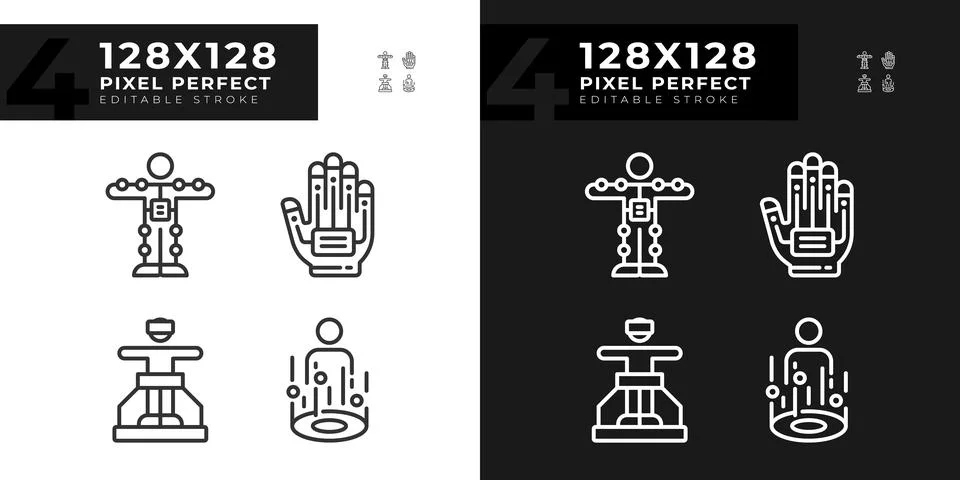 Pixel perfect light and dark simple icons set イラスト素材