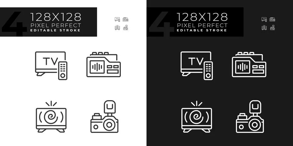 Pixel perfect pack of dark and light journalism icons Ilustração Stock