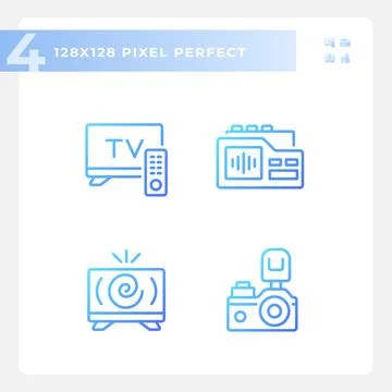 Pixel perfect pack of gradient journalism icons Ilustração Stock