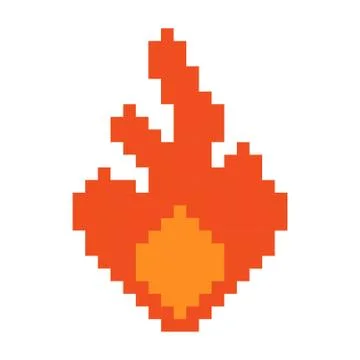 Pixel picture fire red vector. flame burns isolated Illustrazione stock