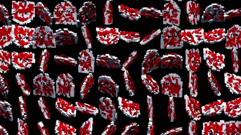 Pixel pieces animation of videogame elements. Stock Footage 149849699