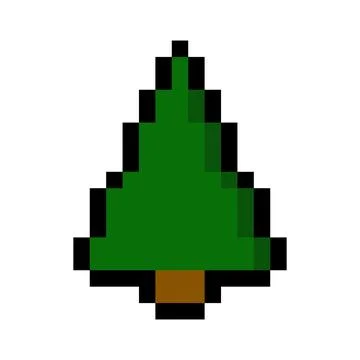 Pixel pine tree. Vector Illustration of pixel art. Stock Illustration