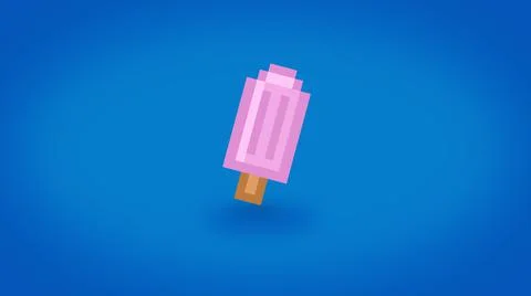 Pixel pink popsicle background - high res 8 bit wallpaper Stock Illustration