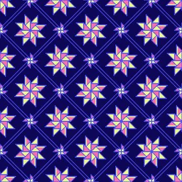 Pixel Pinwheel Geometric Seamless Pattern Stock Illustration