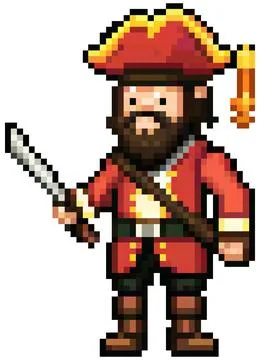 Pixel Pirate Stock Illustration