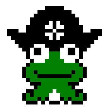 Pixel pirates frog image. cross stitch pattern vector illustration. Stock Illustration
